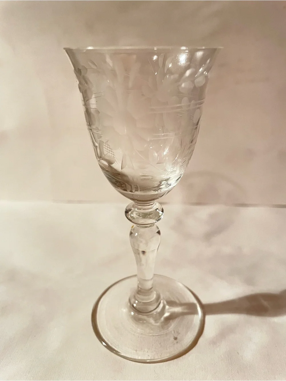 Antique Crystal Etched Liquor Glass - Clear. Set of 6